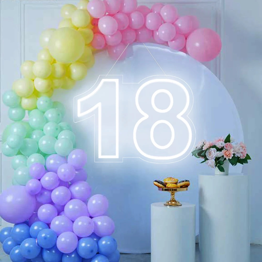 Led Neon Number 15 Sign for 15th Birthday Decorations Dimmable Neon Light for Wall Hang Anniversary Party Lights Large
