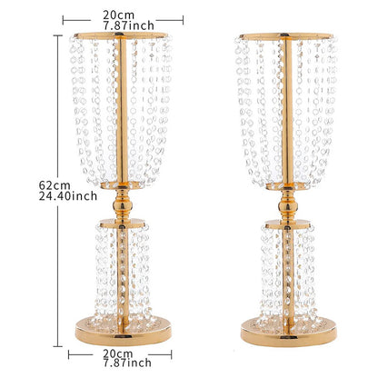 Iron Plating Crystal Candlestick Table Flower Stand Decoration