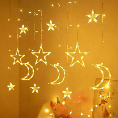 LED Fairy String Window Curtain Lights Star Christmas Xmas Party Home Indoor