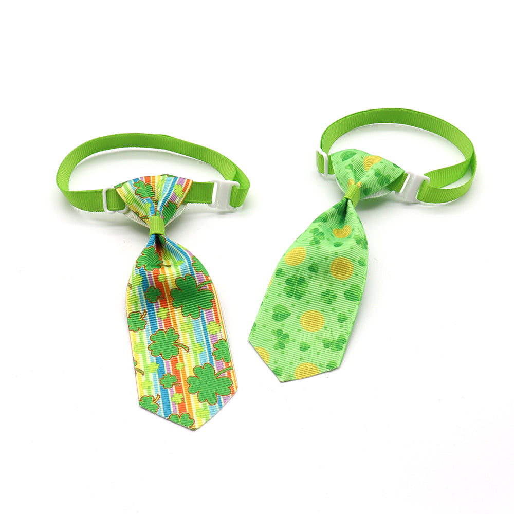 St. Patrick's Day Four-leaf Clover Bow Pet Tie