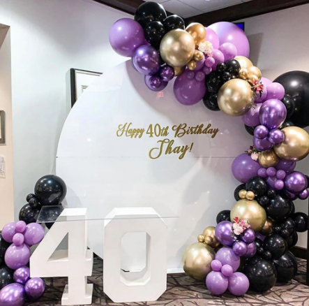 141 Piece Purple Gold and Black Balloon Garland