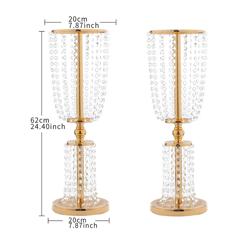 Iron Plating Crystal Candlestick Table Flower Stand Decoration