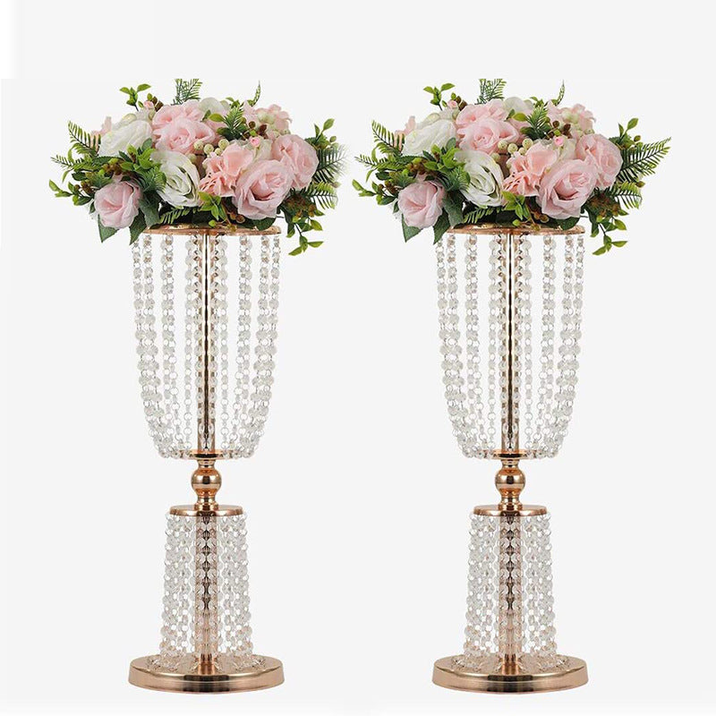 Iron Plating Crystal Candlestick Table Flower Stand Decoration