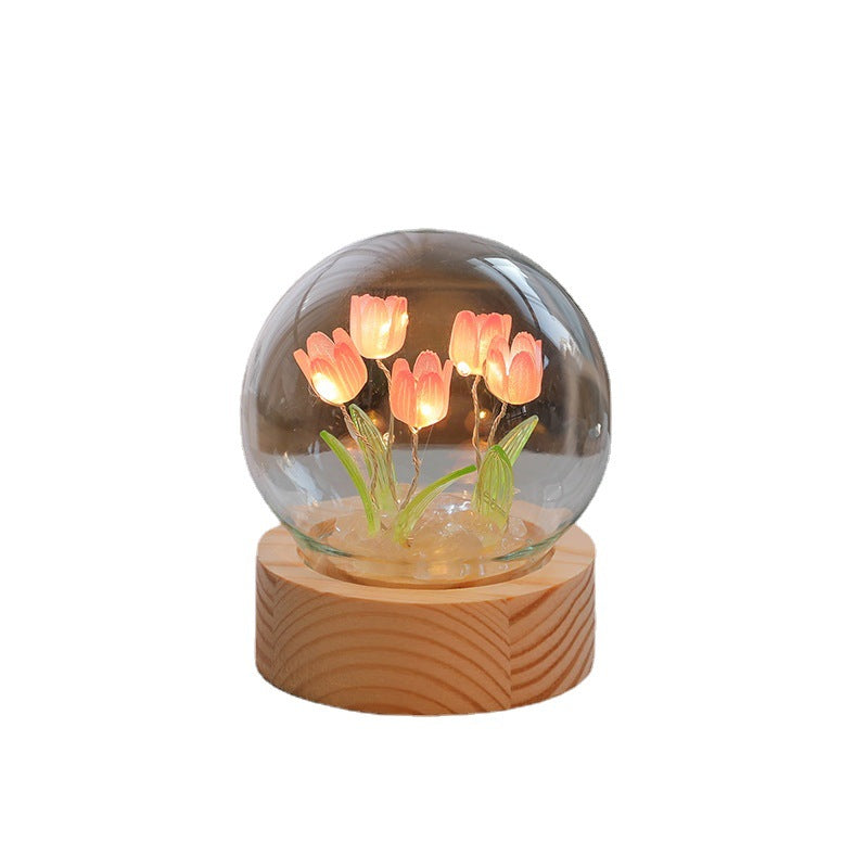 Mother's Day Tulip Flower Night Light Ornament Bedside Lamp LED Decor Birthday Gifts Table Lamp