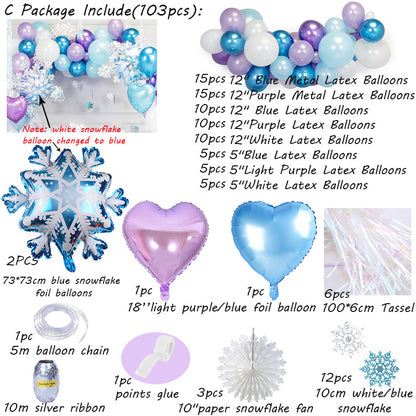 92ct Ice Princess Snowflake Foil Balloons