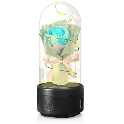 Creative 2 In 1 Bouquet LED Light Bluetooth Speaker Mother's Day Gift Rose Luminous Glass Cover