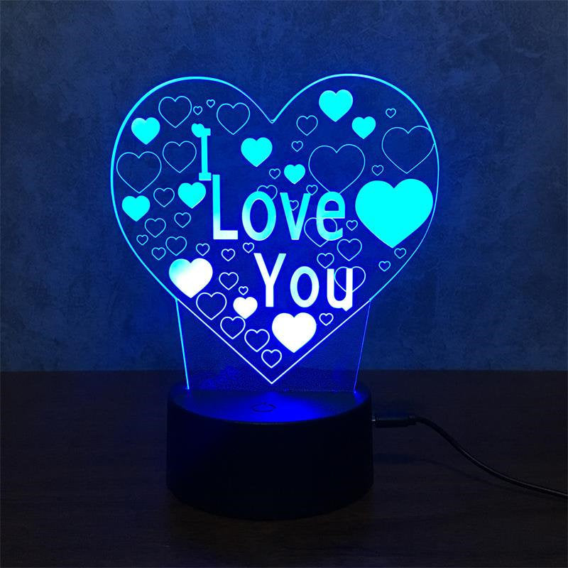 I LOVE YOU colorful 3D lights