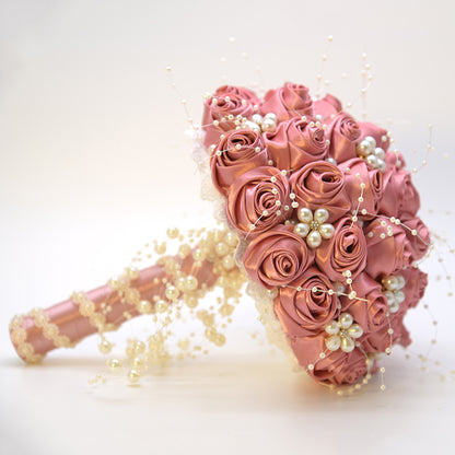 Pearl Ribbon Wedding Bride Flower Bouquet