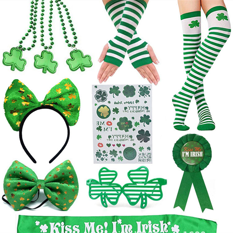 St Patrick's Day Suit Irish Shoulder Strap Socks & Gloves