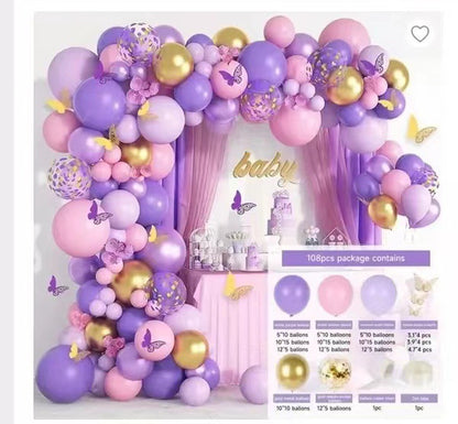 100ct Purple Butterfly Balloon Garland