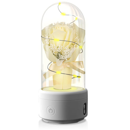 Creative 2 In 1 Bouquet LED Light Bluetooth Speaker Mother's Day Gift Rose Luminous Glass Cover