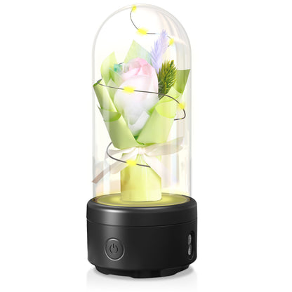 Creative 2 In 1 Bouquet LED Light Bluetooth Speaker Mother's Day Gift Rose Luminous Glass Cover