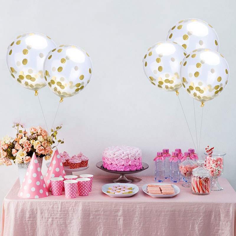 Confetti Clear Balloons 12 Pack