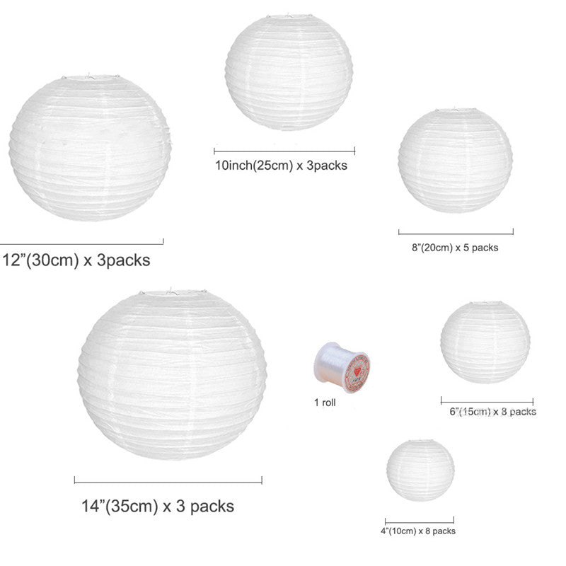 30 Pack White Paper Lantern Wedding and Party Decorations