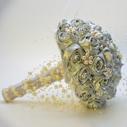 Pearl Ribbon Wedding Bride Flower Bouquet