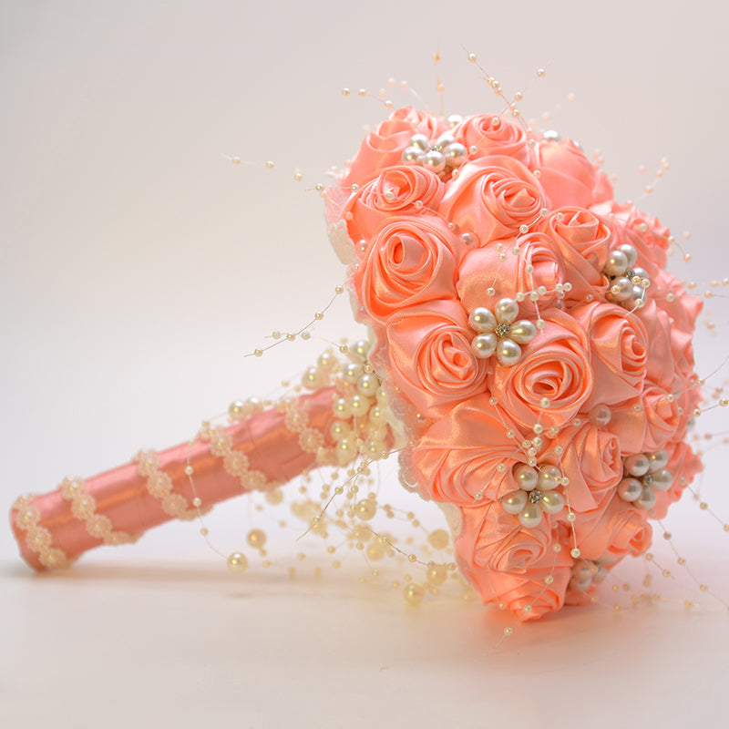 Pearl Ribbon Wedding Bride Flower Bouquet