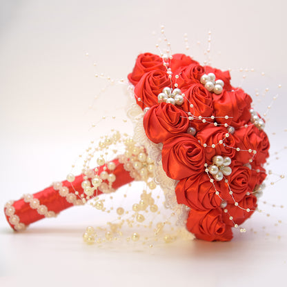 Pearl Ribbon Wedding Bride Flower Bouquet