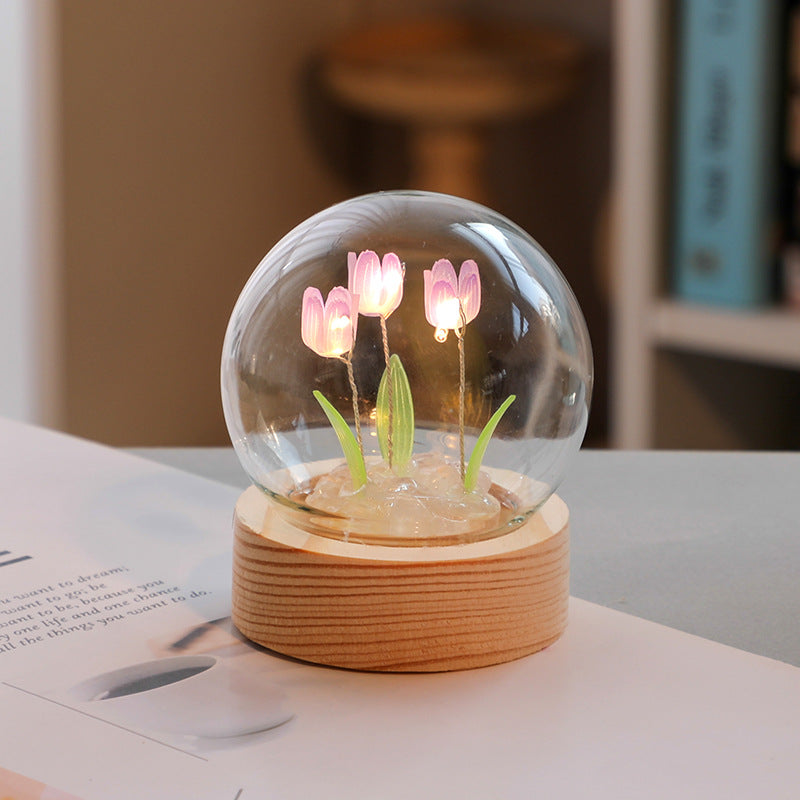 Mother's Day Tulip Flower Night Light Ornament Bedside Lamp LED Decor Birthday Gifts Table Lamp