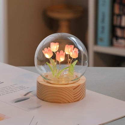 Mother's Day Tulip Flower Night Light Ornament Bedside Lamp LED Decor Birthday Gifts Table Lamp