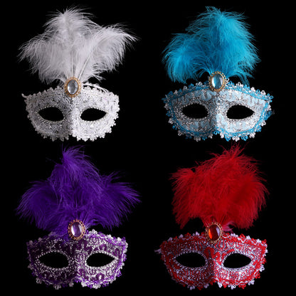 Leather Feather Mask Ball Party Mask