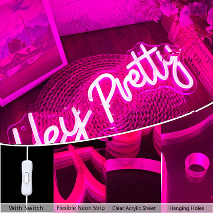 Neon Hey Pretty Party Letters Decorative Light