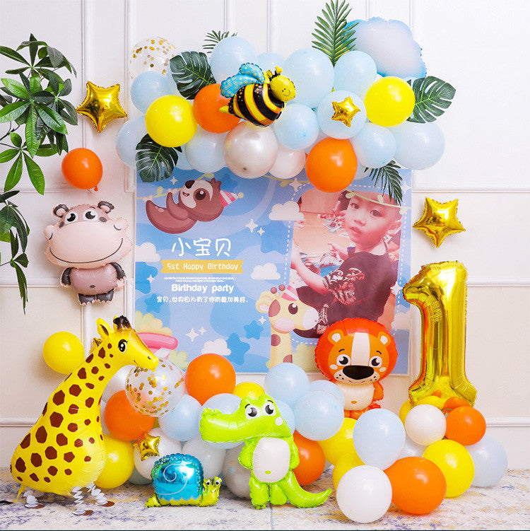 Animal Happy Birthday Party Background Wall