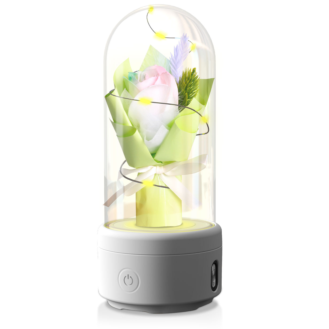 Creative 2 In 1 Bouquet LED Light Bluetooth Speaker Mother's Day Gift Rose Luminous Glass Cover