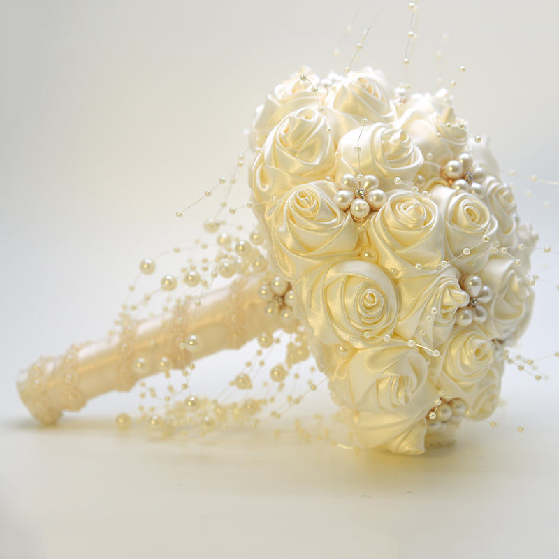 Pearl Ribbon Wedding Bride Flower Bouquet