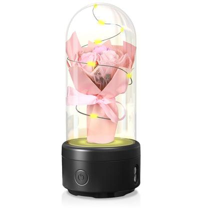 Creative 2 In 1 Bouquet LED Light Bluetooth Speaker Mother's Day Gift Rose Luminous Glass Cover