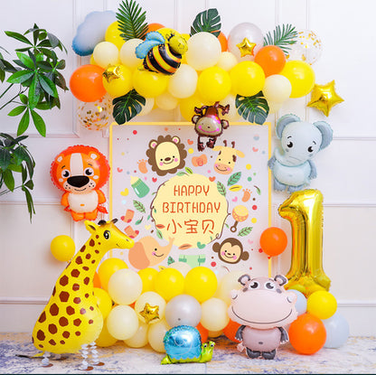 Animal Happy Birthday Party Background Wall