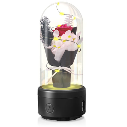 Creative 2 In 1 Bouquet LED Light Bluetooth Speaker Mother's Day Gift Rose Luminous Glass Cover