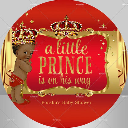 A little Prince is On the Way Boy Round Backdrop