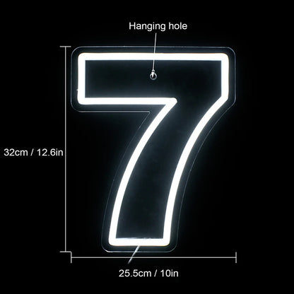 Neon LED Number Signs 0 To 9 USB Powered With Switch