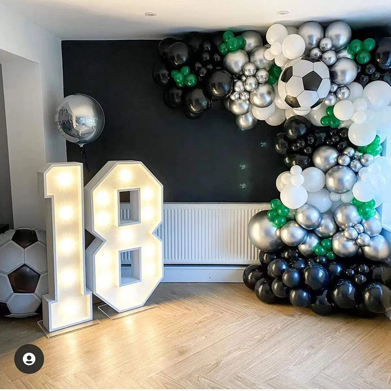 Football Themed Balloon 22inch 4D Soccer Foil Ball 40inch Black Numbers Boys Men Birthday Soccer Champion Party Decor Supplies