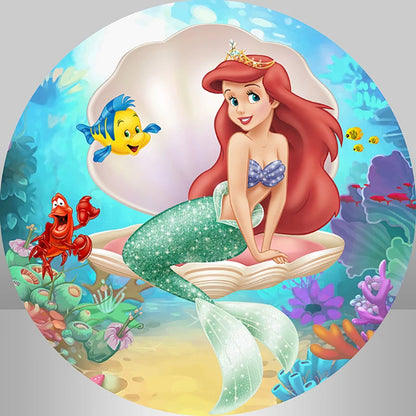 Little Mermaid Princess Ariel Round Backdrop Under The Sea Girls