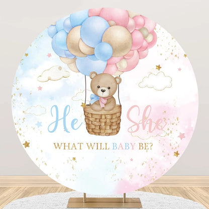 Newborn Gender Reveal Round Backdrop Decor Boy or Girl