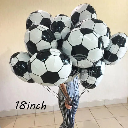 Football Themed Balloon 22inch 4D Soccer Foil Ball 40inch Black Numbers Boys Men Birthday Soccer Champion Party Decor Supplies