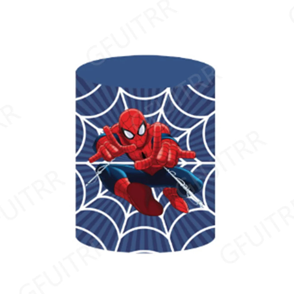 Spiderman Circle Cover Backdrop Boy Superhero Theme Round Cylinder Cover Decorations