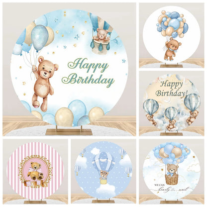 Teddy Bear Theme Circle Backdrop Baby Shower