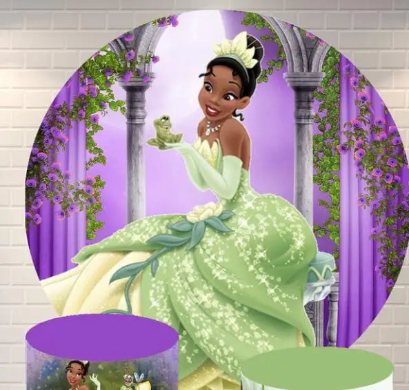 Princess Theme Tiana Round Circle Backdrop Covers Elastic or Vinyl