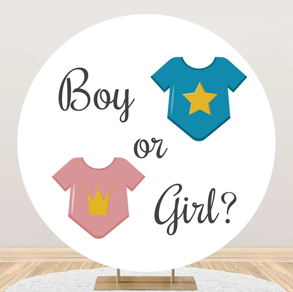 Newborn Gender Reveal Round Backdrop Decor Boy or Girl