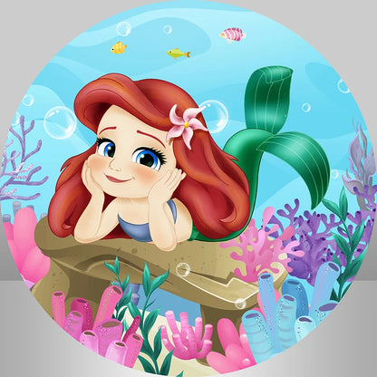 Little Mermaid Princess Ariel Round Backdrop Under The Sea Girls