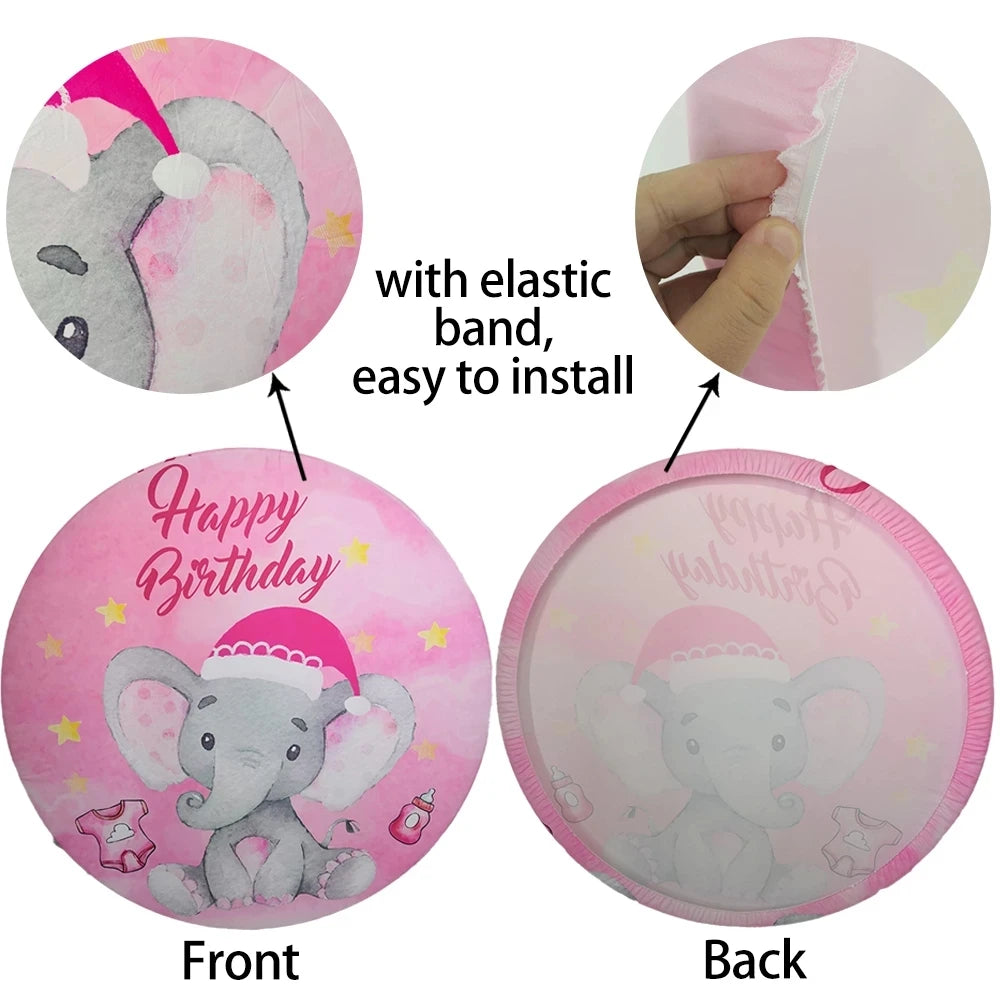 Pink Minnie Theme Baby Birthday Party Decor Circle Backdrop