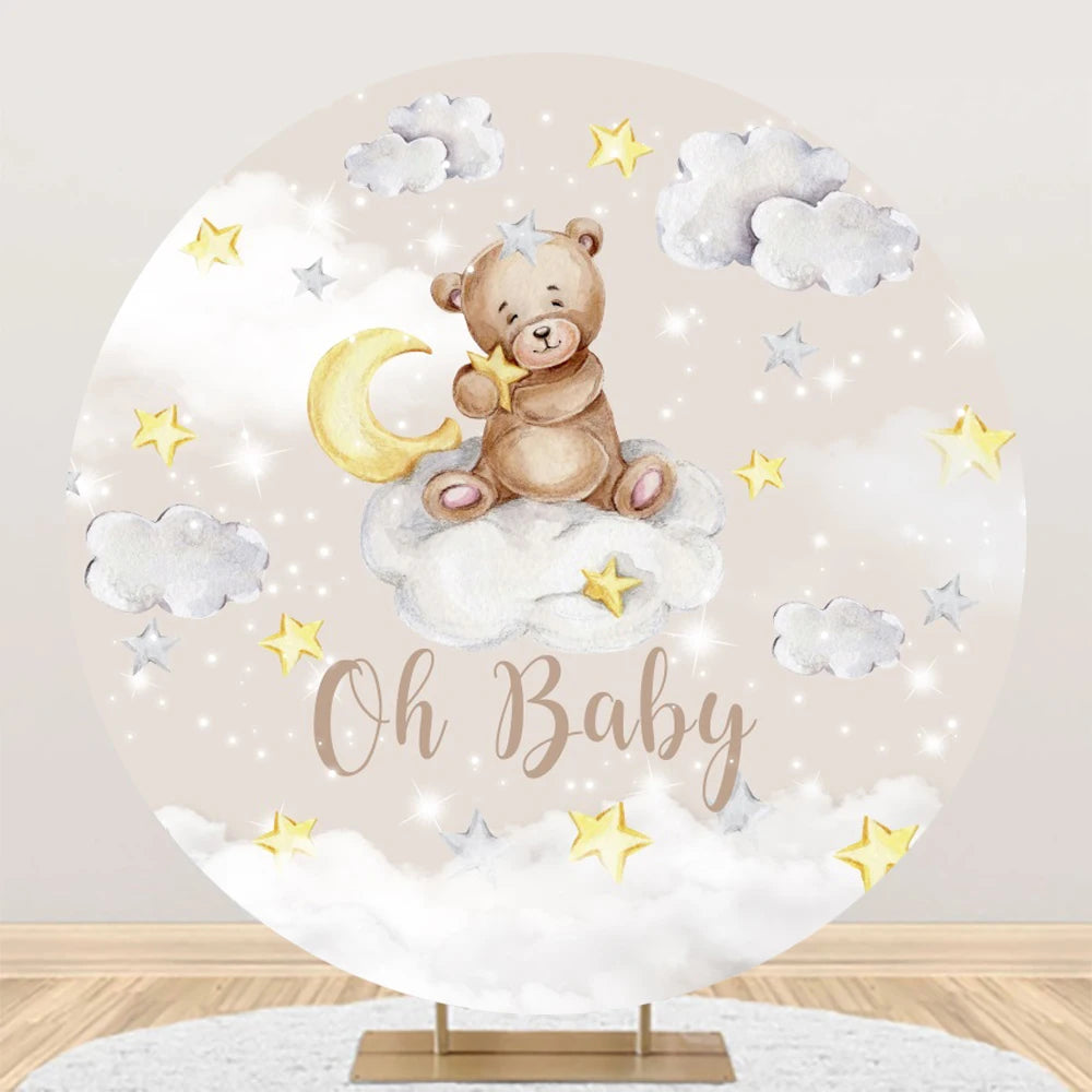 Teddy Bear Theme Circle Backdrop Baby Shower