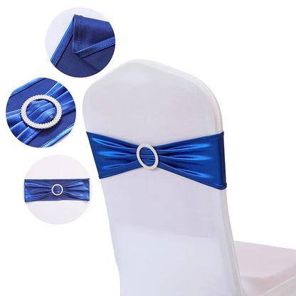 10/50/100Pcs Spandex Elastic Chair Sashes Band with Buckle