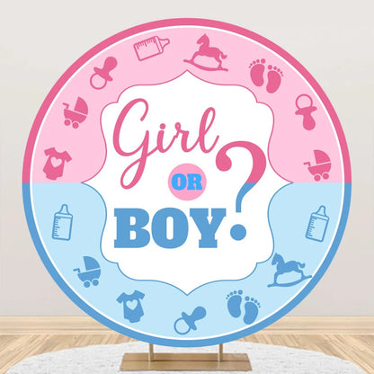 Newborn Gender Reveal Round Backdrop Decor Boy or Girl