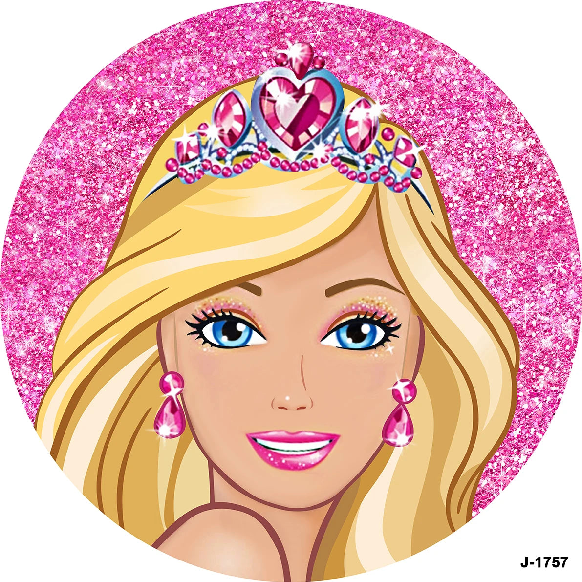 Round Theme Pink Princess Barbie Background Girls Birthday Party