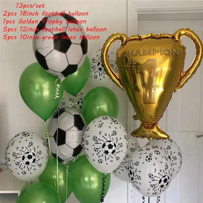 Football Themed Balloon 22inch 4D Soccer Foil Ball 40inch Black Numbers Boys Men Birthday Soccer Champion Party Decor Supplies