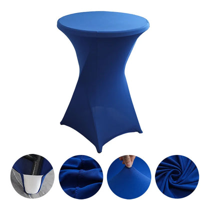 Cocktail Table Cover Solid Color Polyester Round Fitted Tablecloth