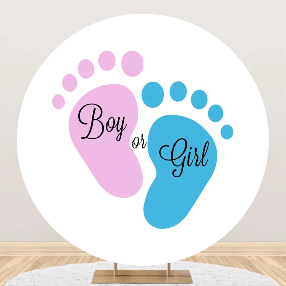 Newborn Gender Reveal Round Backdrop Decor Boy or Girl